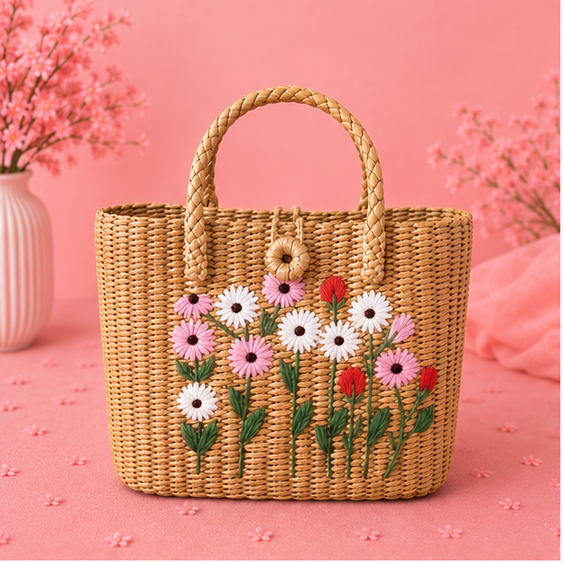 Blossom Garden Woven Tote Bag