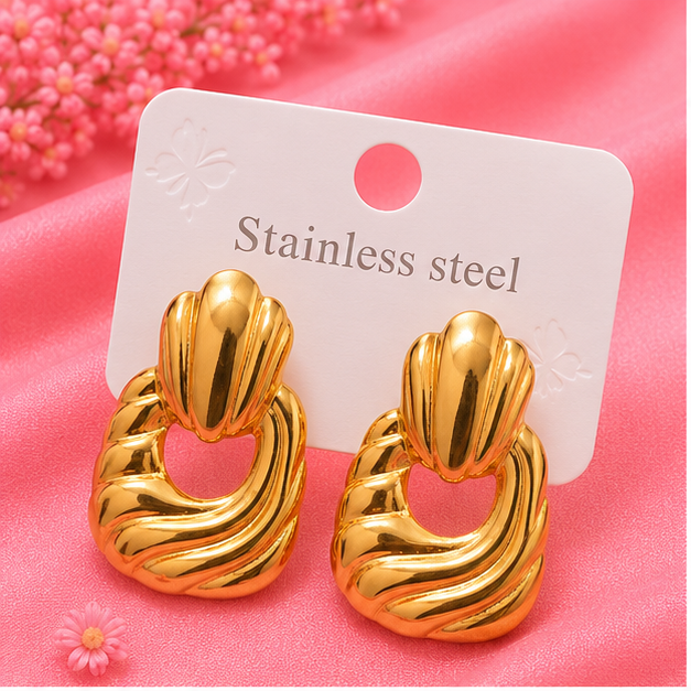 Golden Wave Luxe Drop Earrings