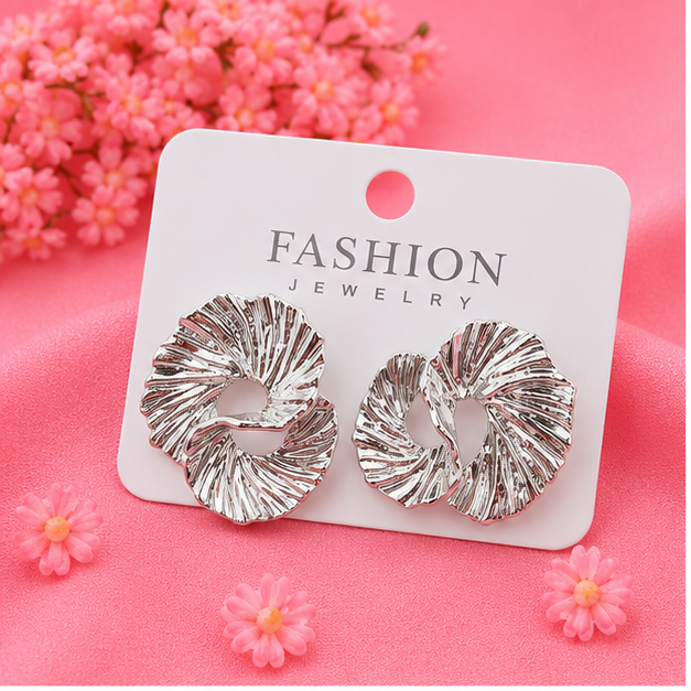 Silver Bloom Wave Earrings