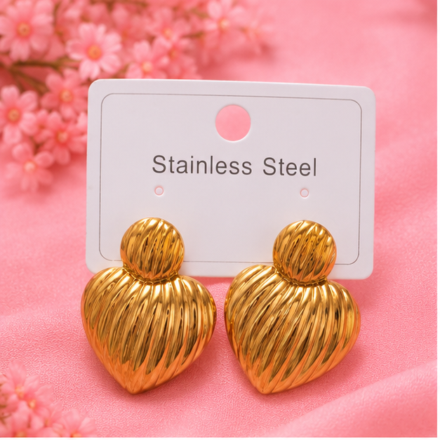 Golden Heart Luxe Stud Earrings