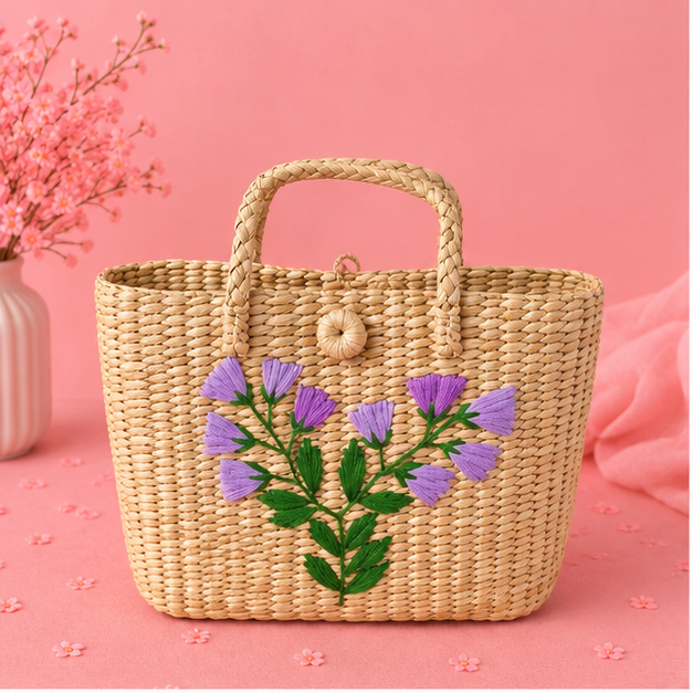 Lavender Bloom Woven Tote Bag