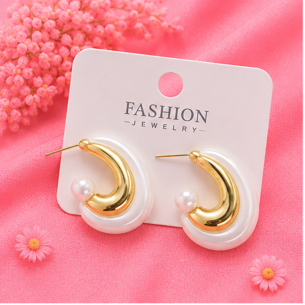 Pearl Glow Luxe Hoop Earrings