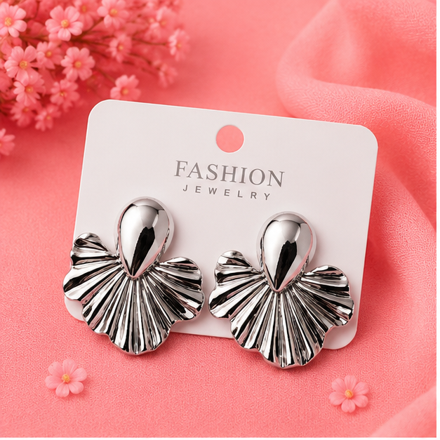 Silver Petal Luxe Earrings