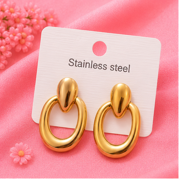 Golden Luxe Oval Drop Earrings