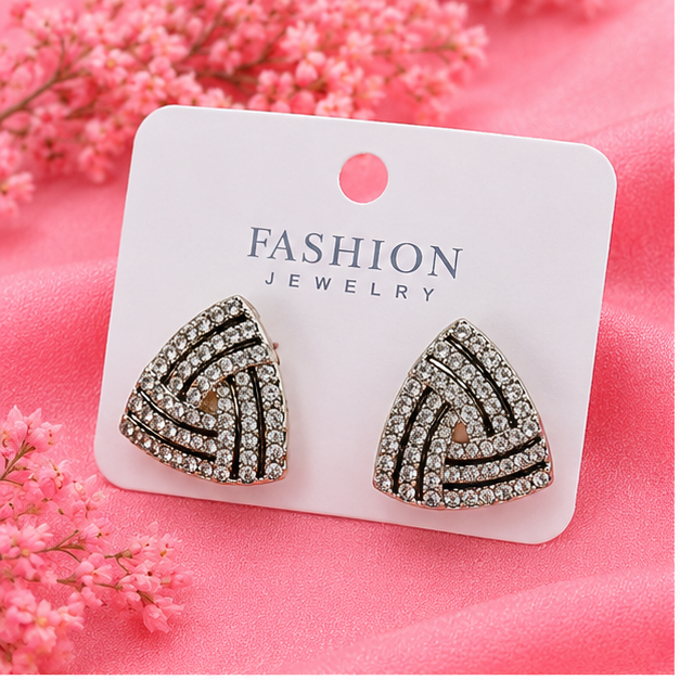 Royal Crystal Triangle Stud Earrings