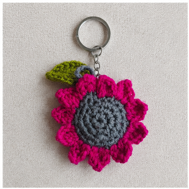 Handmade Crochet flower keychain