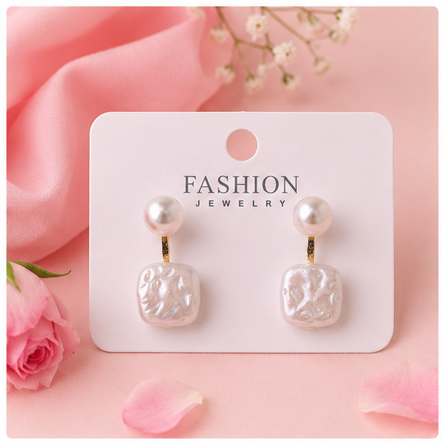Gold plated Double pearl drop earrings