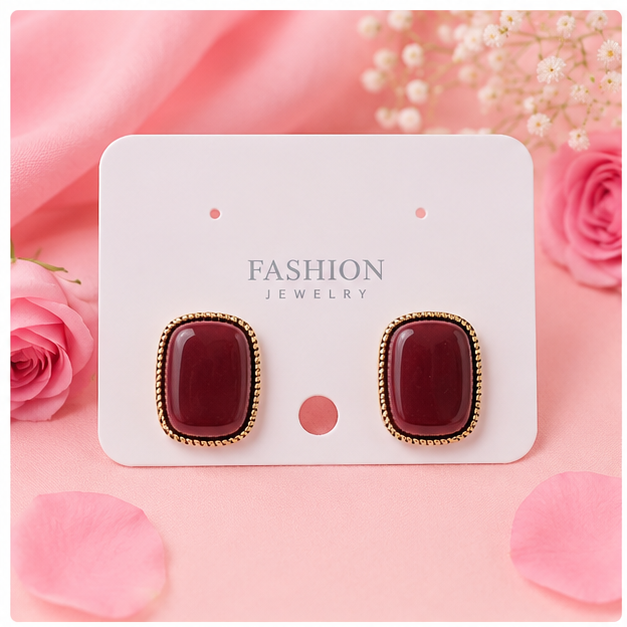 Wain Red, 
Stainless Stud Earring 