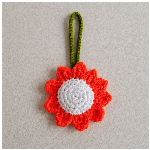 Home made Crochet flower Red