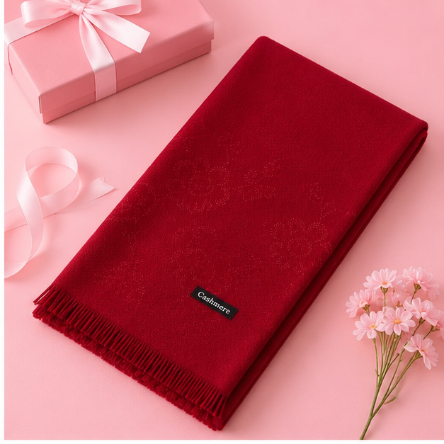 Ruby Blossom Cashmere Shawl